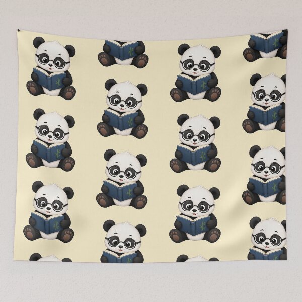 Item preview, Cute Kawaii Panda Wearing Glasses Reading Book designed and sold by Seculinator.