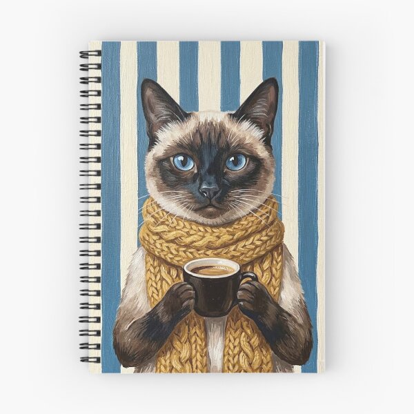 Item preview, Cozy Siamese Cat with Coffee – Winter Café Aesthetic designed and sold by UUniqueIImprint.