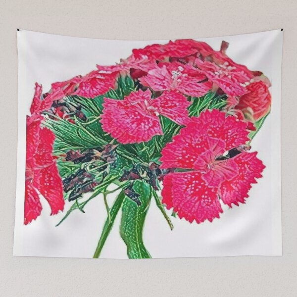 Item preview, Impressionist Pink Dianthus Sweet William Flower Art designed and sold by BalkanBloom.
