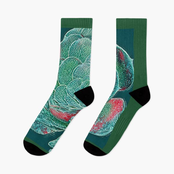 Item preview, Graphic Textured Teal and Red Succulent Digital Painting designed and sold by BalkanBloom.