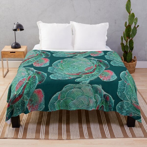 Item preview, Graphic Textured Teal and Red Succulent Digital Painting designed and sold by BalkanBloom.