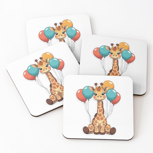 Item preview, baby cute giraffe with balloons designed and sold by kidoramagic.
