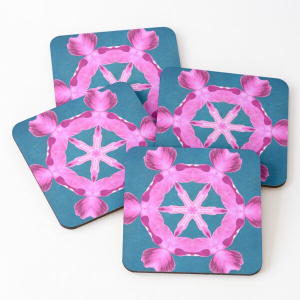 Item preview, Pink Floral Geometric Mandala on Blue designed and sold by SilentBloomLab.
