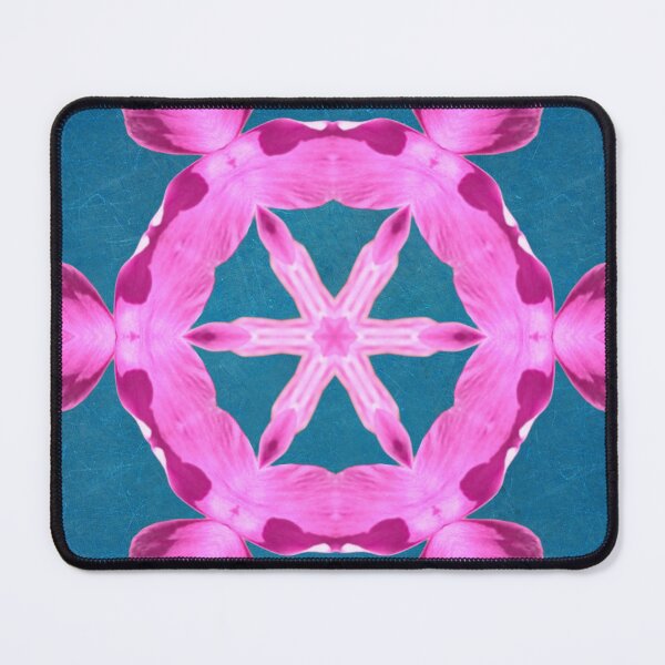 Item preview, Pink Floral Geometric Mandala on Blue designed and sold by SilentBloomLab.