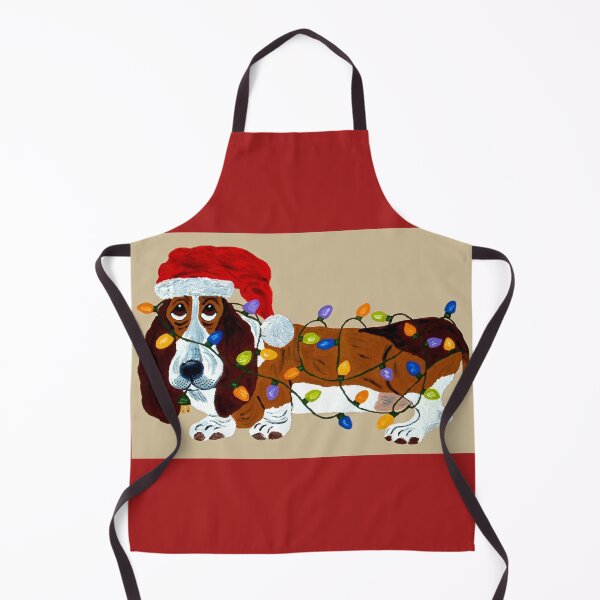 Item preview, Basset Hound Tangled in Christmas Lights designed and sold by Squirreldumplings.