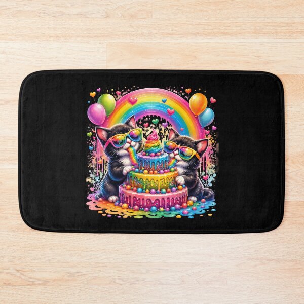 Item preview, Cute Rainbow Cats Birthday Cake Design | Colorful Kittens Party Art | Fun Neon Aesthetic Gift designed and sold by Celebrate & Sparkle.