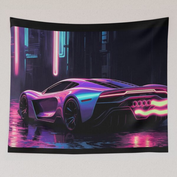 Item preview, Cyberpunk Chrome Supercar Night City Synthwave Art designed and sold by Nexus Space.