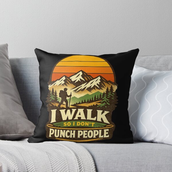 Item preview, I Walk So I Don’t Punch People – Funny Hiking Retro Mountain Sunset Design designed and sold by MartBook.