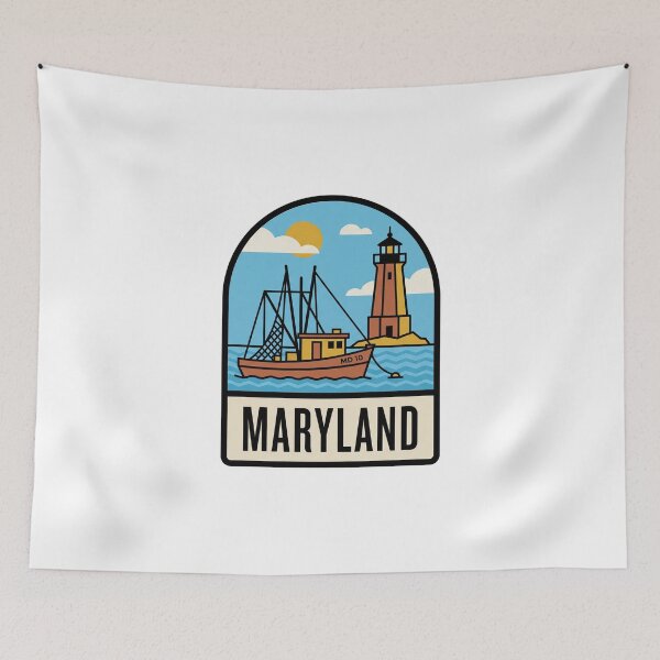 Item preview, Minimalist Maryland Chesapeake Bay Crabbing Boat Retro Design designed and sold by Paper Drip.