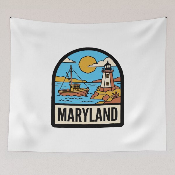 Item preview, Minimalist Maryland Chesapeake Bay Crabbing Boat Retro Design designed and sold by Paper Drip.