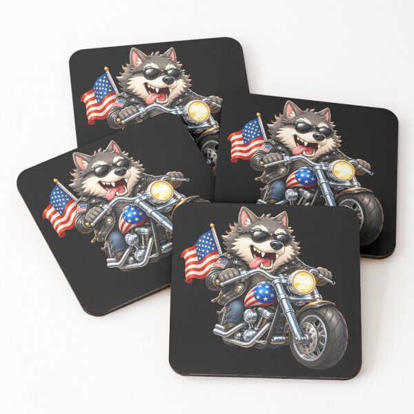 Item preview, Patriotic Wolf Biker Riding Harley with American Flag designed and sold by FREENATION2026.