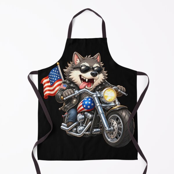 Item preview, Patriotic Wolf Biker Riding Harley with American Flag designed and sold by FREENATION2026.