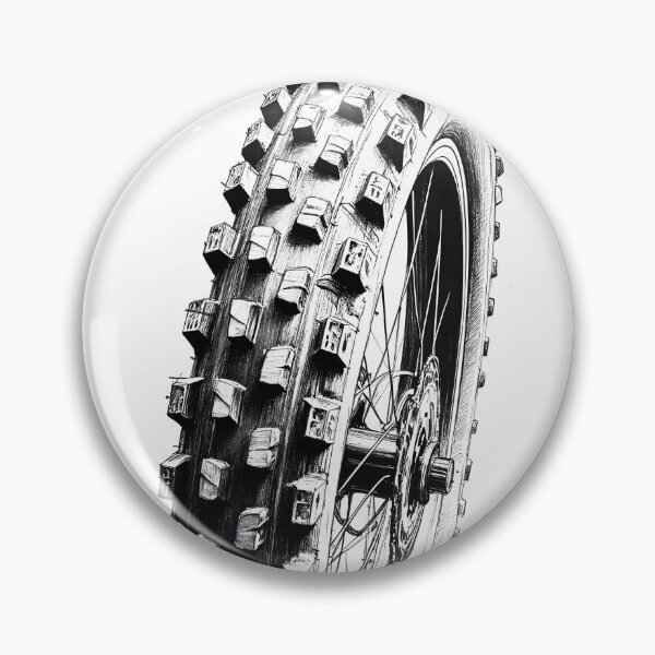 Item preview, Raw Fury Mountain Bike Tire – Monochrome Aggressive MTB Wheel Art designed and sold by MaciejRudzinsky.