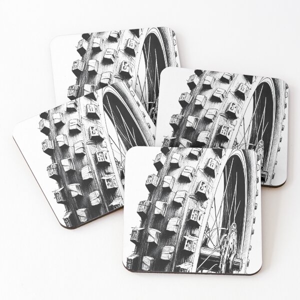 Item preview, Raw Fury Mountain Bike Tire – Monochrome Aggressive MTB Wheel Art designed and sold by MaciejRudzinsky.
