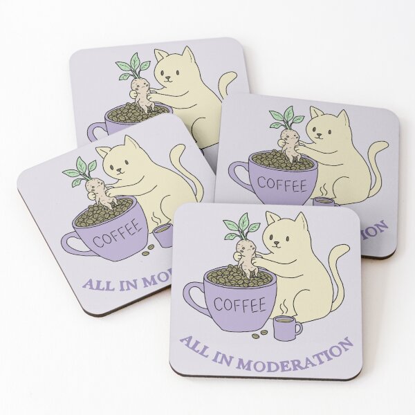 Item preview, Coffee Cat and Mandrake Folk Art Illustration designed and sold by LeshanArt.