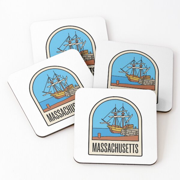 Item preview, Minimalist Massachusetts Mayflower Ship Retro Travel Badge designed and sold by Paper Drip.