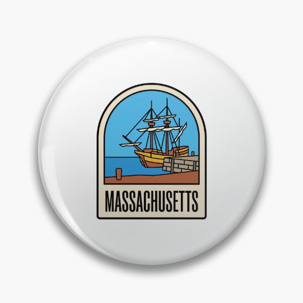 Item preview, Minimalist Massachusetts Mayflower Ship Retro Travel Badge designed and sold by Paper Drip.