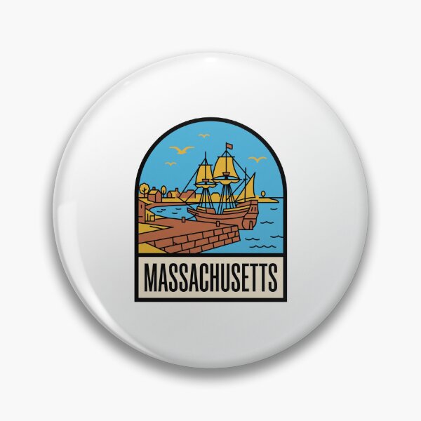 Item preview, Minimalist Massachusetts Mayflower Ship Retro Travel Badge designed and sold by Paper Drip.