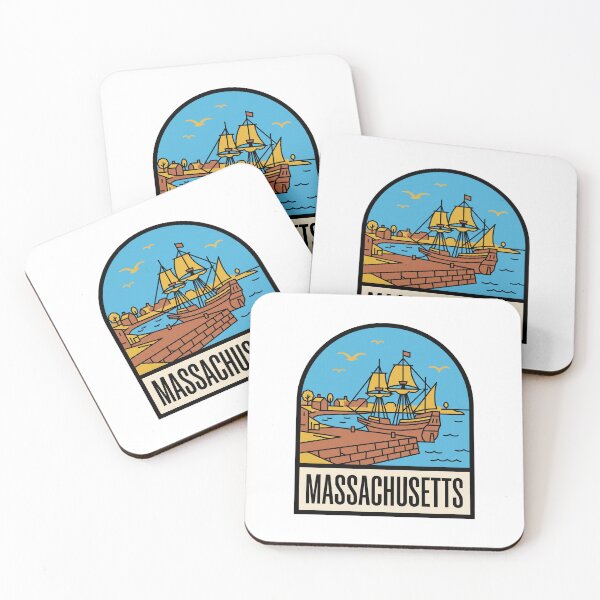 Item preview, Minimalist Massachusetts Mayflower Ship Retro Travel Badge designed and sold by Paper Drip.