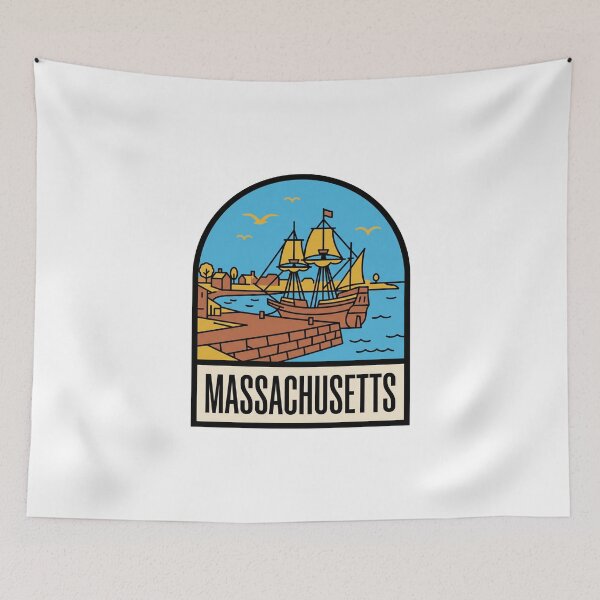 Item preview, Minimalist Massachusetts Mayflower Ship Retro Travel Badge designed and sold by Paper Drip.