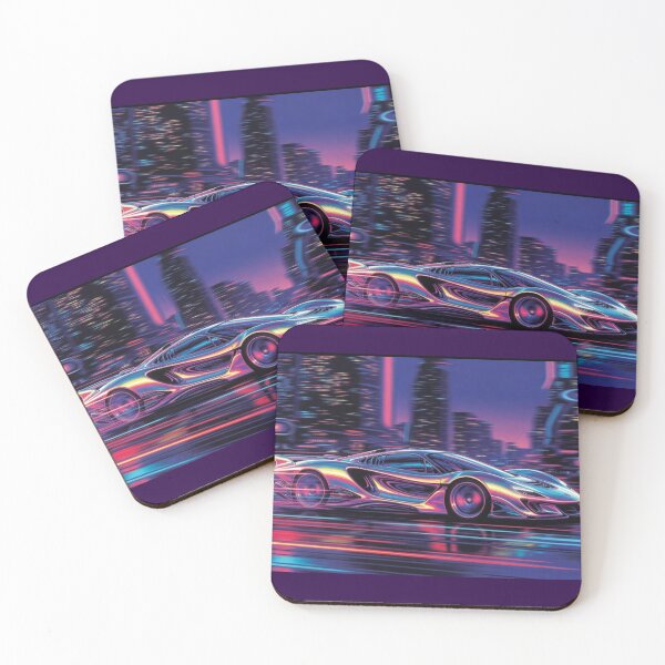 Item preview, Cyberpunk Chrome Supercar Night City Synthwave Art designed and sold by Nexus Space.