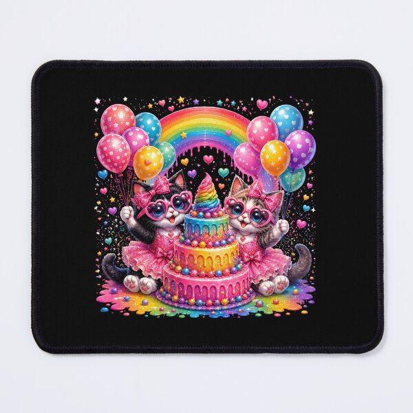 Item preview, Cute Girl Cats Birthday Party Design | Rainbow Kittens with Balloons | Kawaii Pink Cat Cake Art designed and sold by Celebrate & Sparkle.