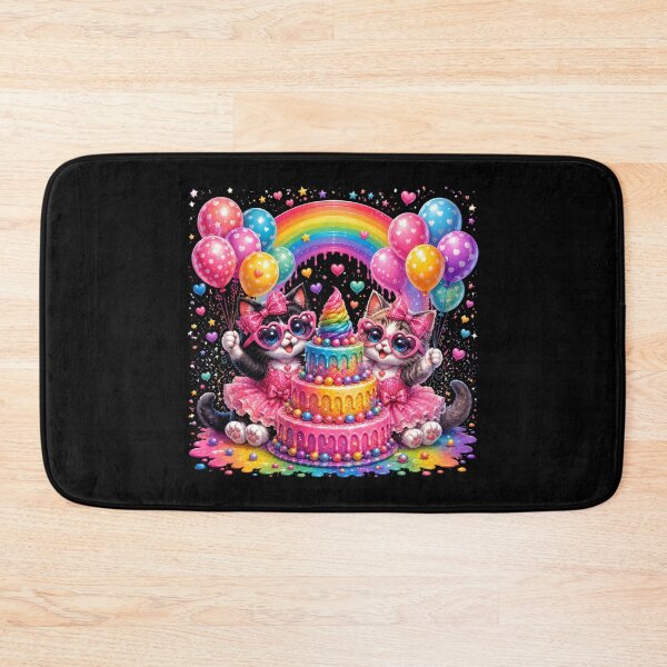 Item preview, Cute Girl Cats Birthday Party Design | Rainbow Kittens with Balloons | Kawaii Pink Cat Cake Art designed and sold by Celebrate & Sparkle.