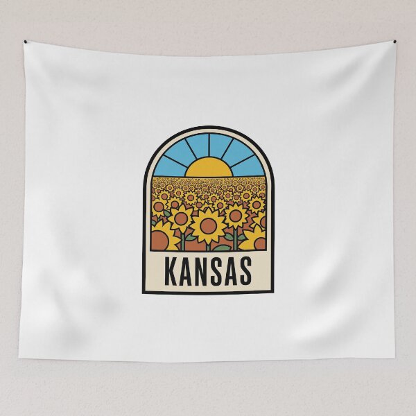 Item preview, Retro Kansas Sunflower Field Mid West Landscape Graphic designed and sold by Paper Drip.