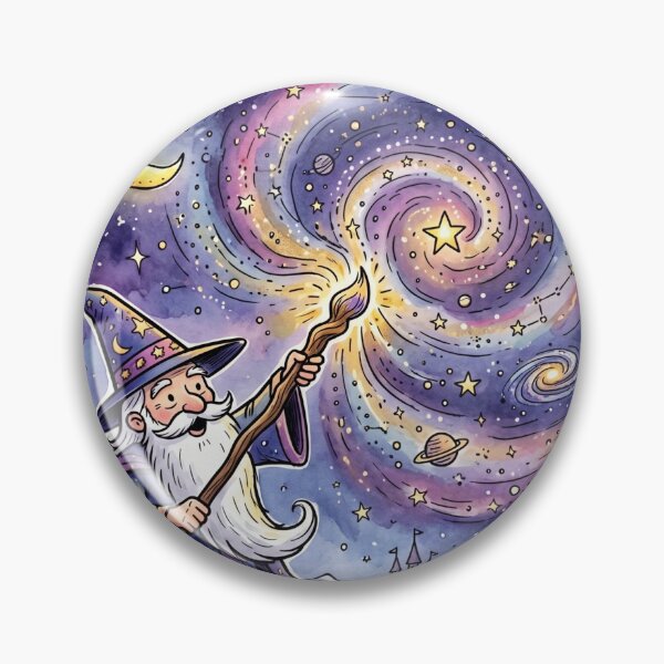 Item preview, Cosmic Wizard Painting the Galaxy | Magical Fantasy Space Art | Celestial Mage Illustration designed and sold by Cosmic Doodle Co..