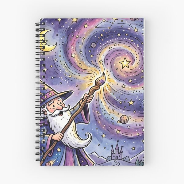 Item preview, Cosmic Wizard Painting the Galaxy | Magical Fantasy Space Art | Celestial Mage Illustration designed and sold by Cosmic Doodle Co..