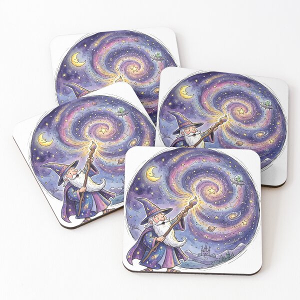 Item preview, Cosmic Wizard Painting the Galaxy | Magical Fantasy Space Art | Celestial Mage Illustration designed and sold by Cosmic Doodle Co..