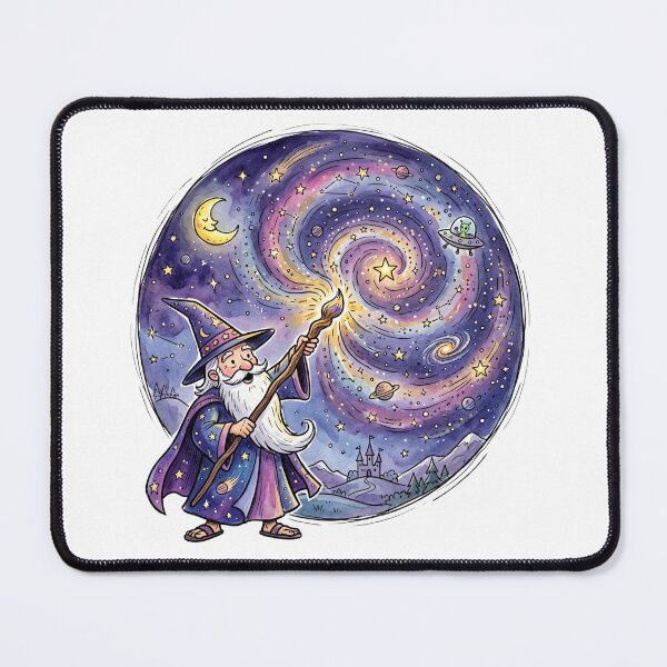 Item preview, Cosmic Wizard Painting the Galaxy | Magical Fantasy Space Art | Celestial Mage Illustration designed and sold by Cosmic Doodle Co..