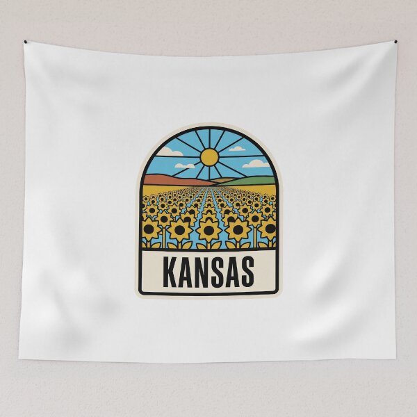 Item preview, Retro Kansas Sunflower Field Mid West Landscape Graphic designed and sold by Paper Drip.