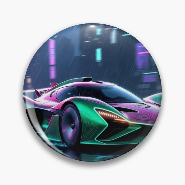 Item preview, Cyberpunk Hypercar Rainy Neon City Art designed and sold by Nexus Space.