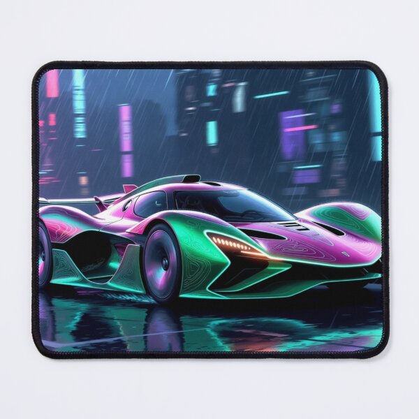 Item preview, Cyberpunk Hypercar Rainy Neon City Art designed and sold by Nexus Space.