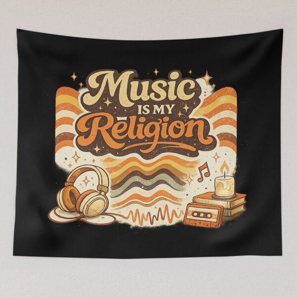 Item preview, Music Is My Religion – Retro Vintage Aesthetic Headphones Music Lover Design designed and sold by MartBook.