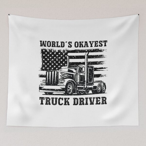 Item preview, World's Okayest Truck Driver Distressed American Flag Semi Truck designed and sold by Dmetalx Art Apparel.