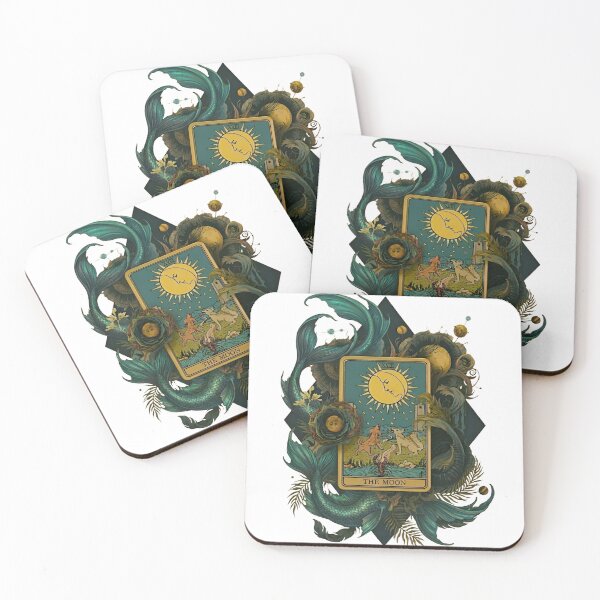 Item preview, The Moon Tarot Card with Mermaid Tails designed and sold by Reverie & Roses.