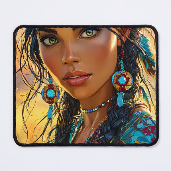 Item preview, Enchanting Portrait of a Young Indigenous Woman designed and sold by Artessie.