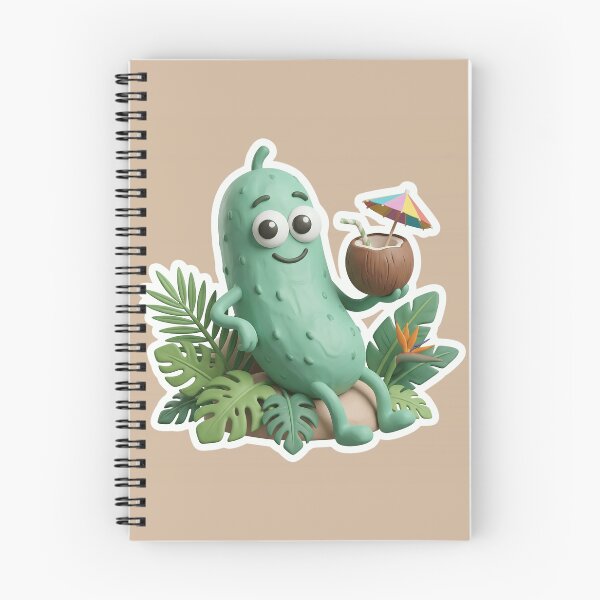 Item preview, Cute Tropical Pickle Cartoon – Funny Summer Vacation Pickle with Coconut Drink, Beach Graphic Tee, Relaxing Sticker Gift designed and sold by Basma Designs | Funny Shirts, Stickers & Mugs.