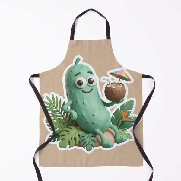 Item preview, Cute Tropical Pickle Cartoon – Funny Summer Vacation Pickle with Coconut Drink, Beach Graphic Tee, Relaxing Sticker Gift designed and sold by Basma Designs | Funny Shirts, Stickers & Mugs.