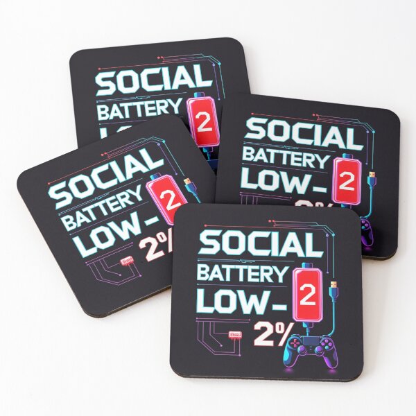 Item preview, Social Battery Low 2% | Funny Gamer Introvert Typography | Gaming Meme Design designed and sold by Ctrlr.
