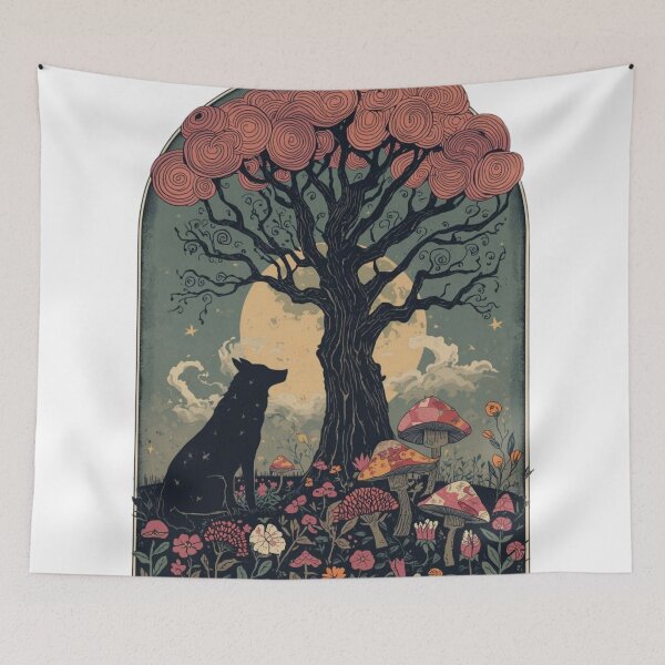 Item preview, Moonlit Wolf Dreamy Woodland Scene designed and sold by Reverie & Roses.