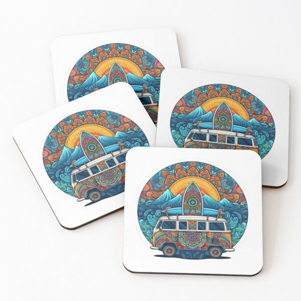 Item preview, Mandala Surf Van – Psychedelic Ocean Sunset | Boho Van Life Art designed and sold by hyper-zone.