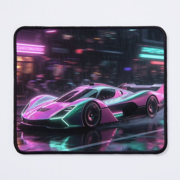 Item preview, Cyberpunk Iridescent Supercar Night City Rain Art designed and sold by Nexus Space.