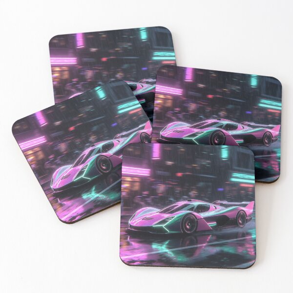 Item preview, Cyberpunk Iridescent Supercar Night City Rain Art designed and sold by Nexus Space.