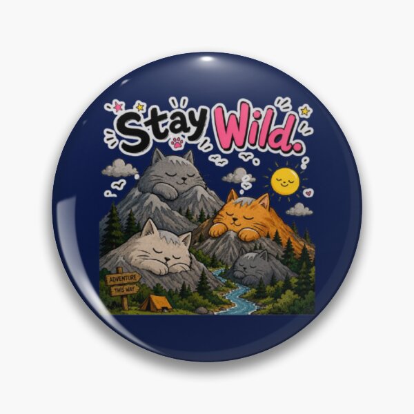 Item preview, Stay Wild Cute Sleeping Cat Mountains Adventure Art designed and sold by Miheerala.