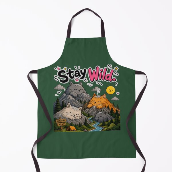 Item preview, Stay Wild Cute Sleeping Cat Mountains Adventure Art designed and sold by Miheerala.