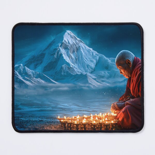 Item preview, Serene Monastic Meditation amidst Snowy Mountains designed and sold by Artessie.