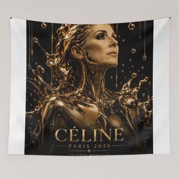 Item preview, Celine Dion Paris 2026 – Liquid Gold Portrait | Luxury Metallic Graphic designed and sold by JcAbstractArt.